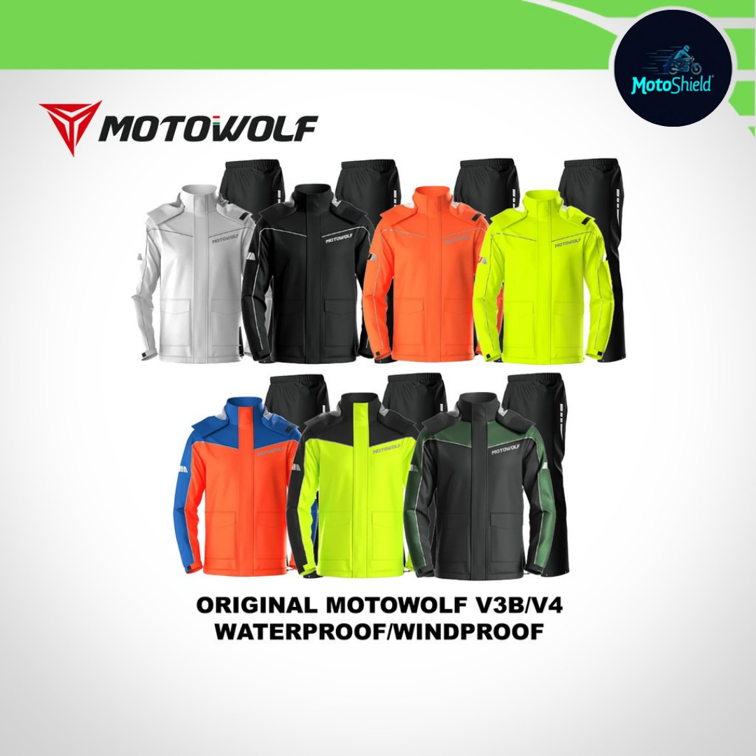 MOTOWOLF V3 & V3B Raincoat Jacket & Pants (With Shoe Cover & Carrying Pouch for Rain Coat)