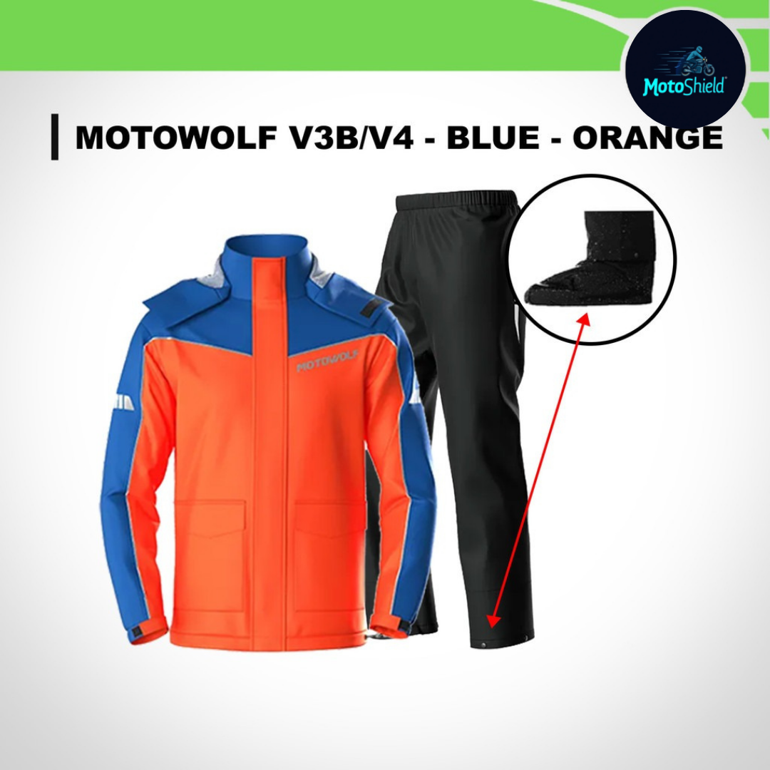 MOTOWOLF V3 & V3B Raincoat Jacket & Pants (With Shoe Cover & Carrying Pouch for Rain Coat)