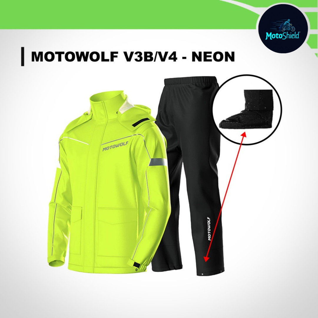 MOTOWOLF V3 & V3B Raincoat Jacket & Pants (With Shoe Cover & Carrying Pouch for Rain Coat)