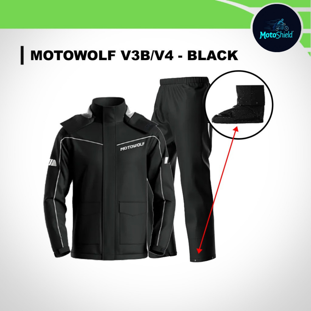 MOTOWOLF V3 & V3B Raincoat Jacket & Pants (With Shoe Cover & Carrying Pouch for Rain Coat)